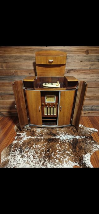 Mueble Tocadiscos Vintage Madera