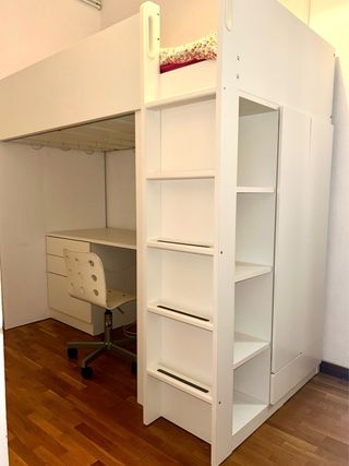 Litera Blanca Ikea con Escritorio y Armario