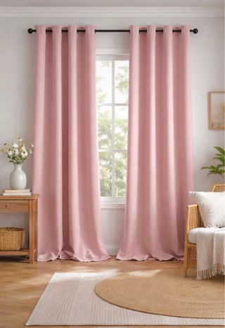 Cortinas Opacas Rosadas con Ojales Metálicos