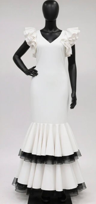 Vestido Flamenco Blanco Volantes Tallas Grandes
