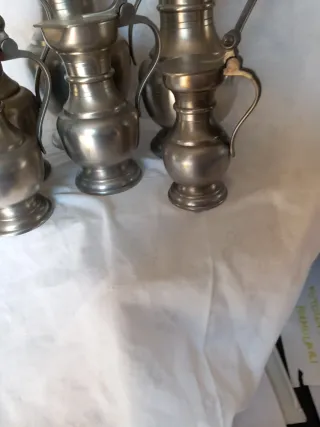 Collezione 6 antiche caraffe puro peltro