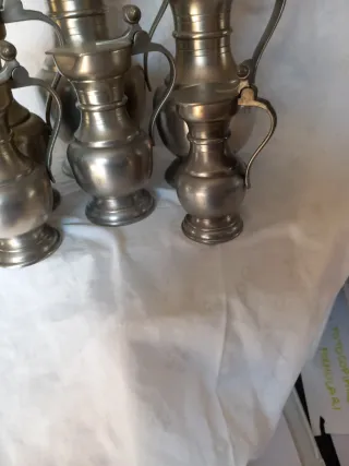 Collezione 6 antiche caraffe puro peltro