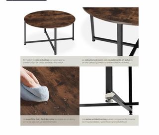 Mesa Auxiliar Redonda Madera Industrial