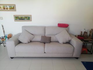 Sofá 3 plazas tela beige