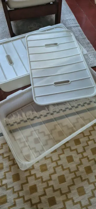 2 Cajas Almacenaje Bajo Cama Tapa Plástico