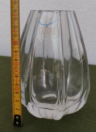 Corba vaso porta fiori in cristallo pesante molato