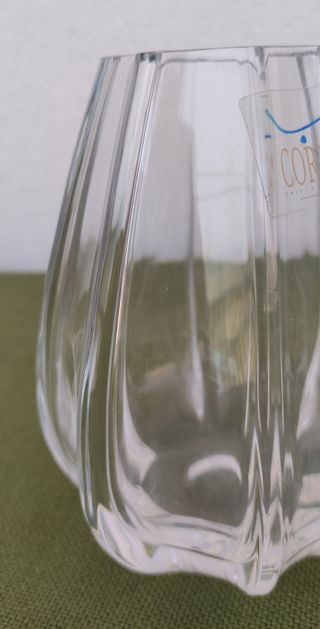 Corba vaso porta fiori in cristallo pesante molato