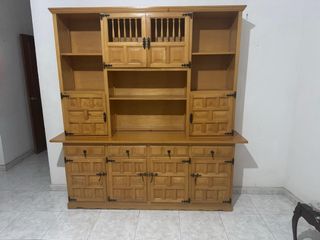 Mueble de salón madera baldas puertas cajones