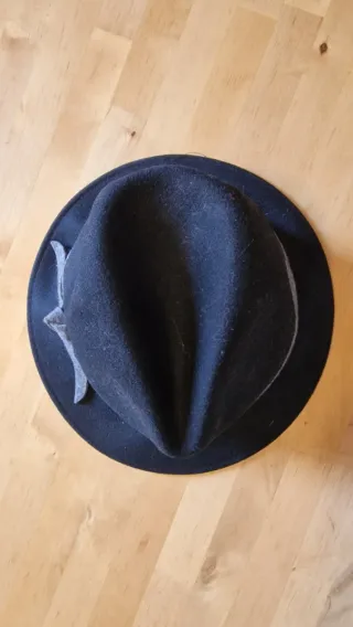 Sombrero lana ala corta negro y gris