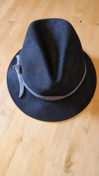 Sombrero lana ala corta negro y gris