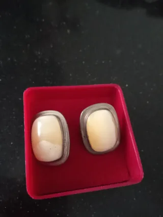 Pendientes Baquelita y Plata Beige