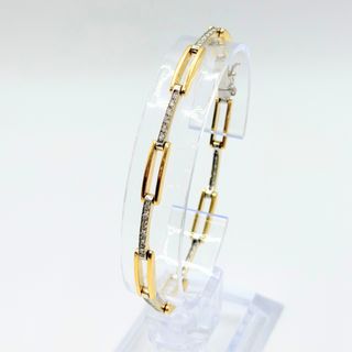 Pulsera Oro Blanco y Amarillo 18K, 12.46gr, 18cm