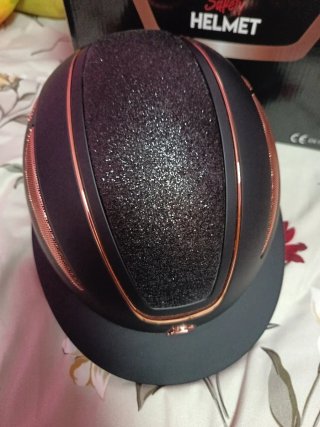 Casco Hípica Tattini Negro Glitter Rose Gold