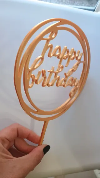 Cake Topper Happy Birthday Dorato