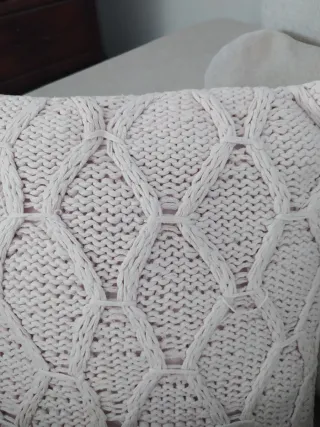 Set 4 Cojines Lana Crochet Blanco y rosa palo de l