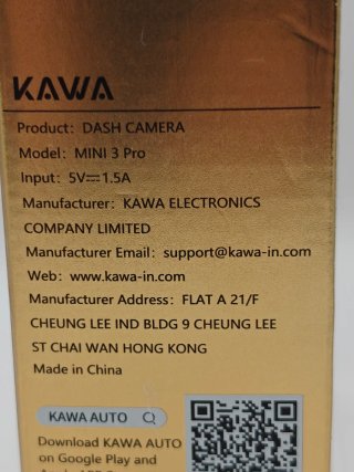 KAWA MR3 Pro Dash Cam QHD 1296P WiFi