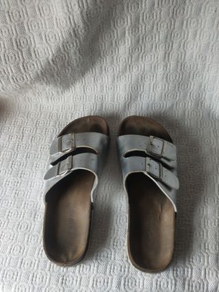 Sandalias plateadas mujer talla 40 de meter planas