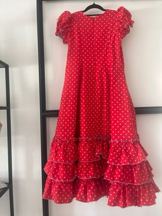 Traje Flamenca Niña Rojo Lunares