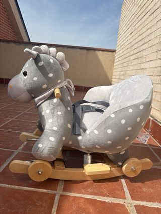 Caballo balancín Kinderkraft gris lunares