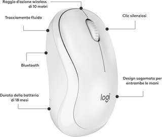 Logitech M240 Silenzioso Bluetooth Mouse bianco
