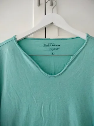 Camiseta Salsa Hombre Talla L Turquesa