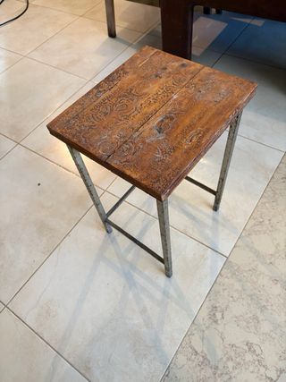 Mesita auxiliar madera y metal