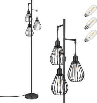 Lampada da Terra LED Vintage Nera