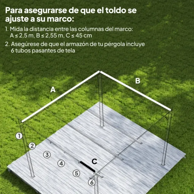Tettoia Retrattile per Pergola 2,5x2,55m