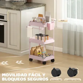 Carrito Auxiliar con Ruedas Rosa