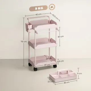 Carrito Auxiliar con Ruedas Rosa