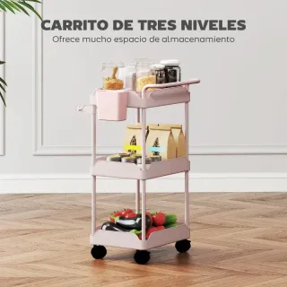 Carrito Auxiliar con Ruedas Rosa