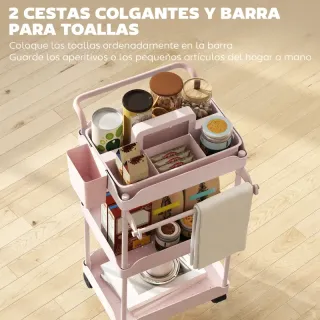 Carrito Auxiliar con Ruedas Rosa