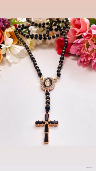 Rosario Turmalina Negra Virgen María Cruz