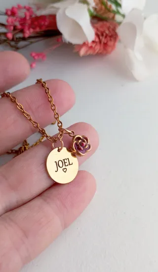 Colgante Mamá y Rosa Oro y Rosa