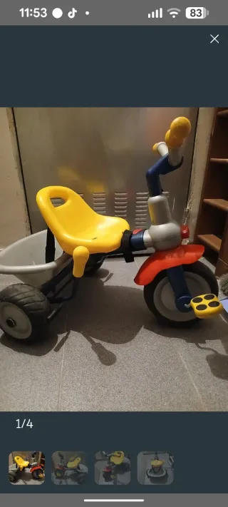 Triciclo Infantil Brechet Amarillo y Rojo