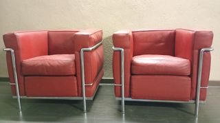Poltrona Cassina LC2 Pelle Rosso