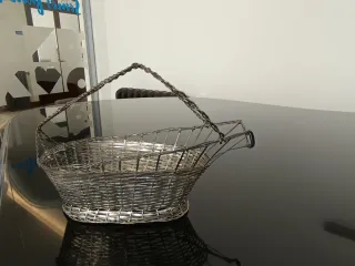 Cesta Soporte Botella Mesa Metal Plateado
