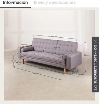 Sofá Cama Amarillo Tela como nuevo 2 Usos