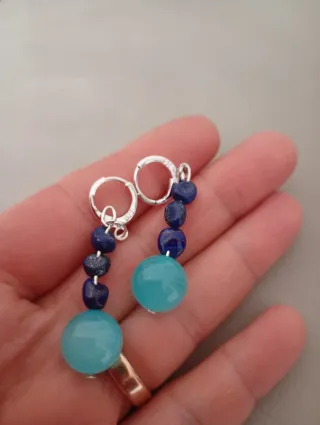 Orecchini Lapislazzuli e Agata Azzurra,in argento