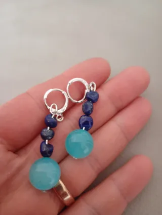 Orecchini Lapislazzuli e Agata Azzurra,in argento