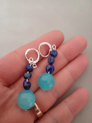 Orecchini Lapislazzuli e Agata Azzurra,in argento