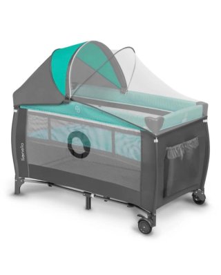 Cuna de viaje verde y gris lionelo
