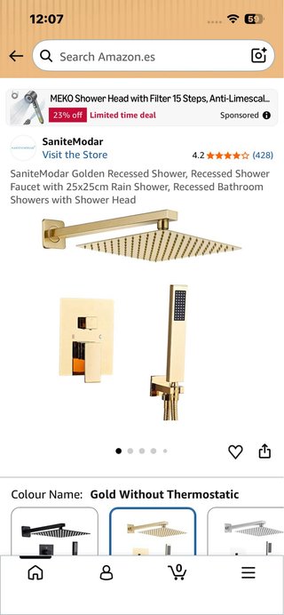 Ducha empotrada dorada SaniteModar