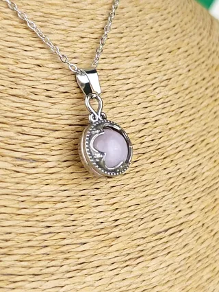 Colgante Acero Gotland Cuarzo Rosa Grande