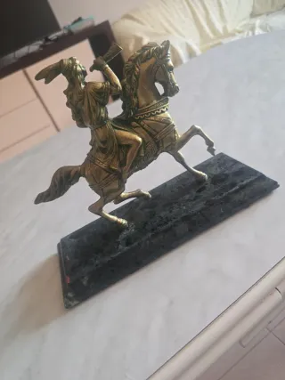 Figura Jinete Bronce Base Mármol