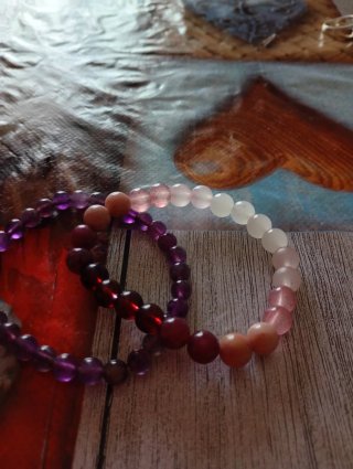 Bracciali pietre naturali rosa e viola