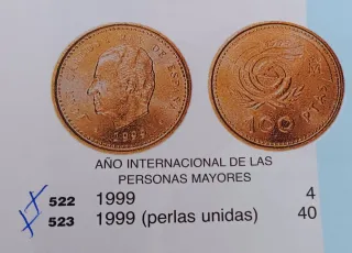 100 Pesetas 1999 "Perlas Unidas" Error