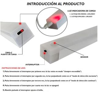 Pack 2 Luces LED Sensor Movimiento Armario/Pasillo