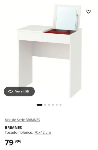 Cómoda-tocador blanca con espejo para maquillaje
