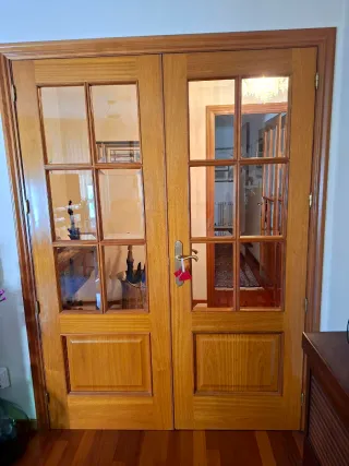 Puerta doble roble con cristales